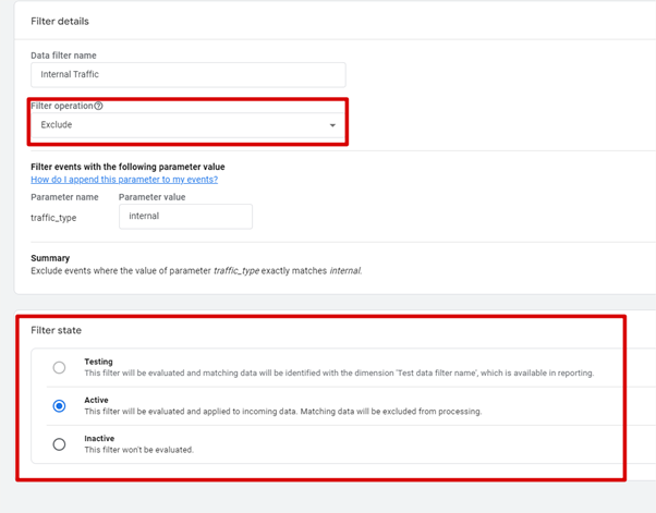 GA4 Internal Traffic Filter configuration